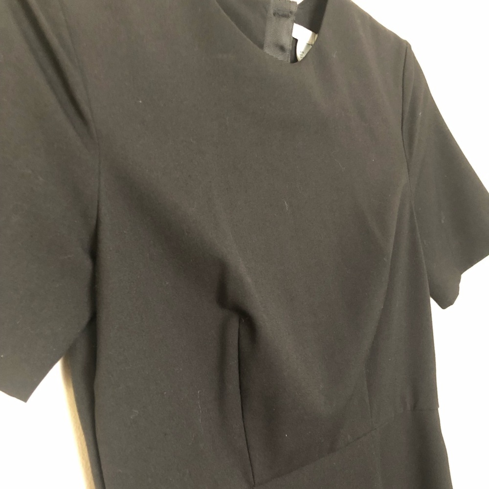 Black Short Sleeved Structured Dress